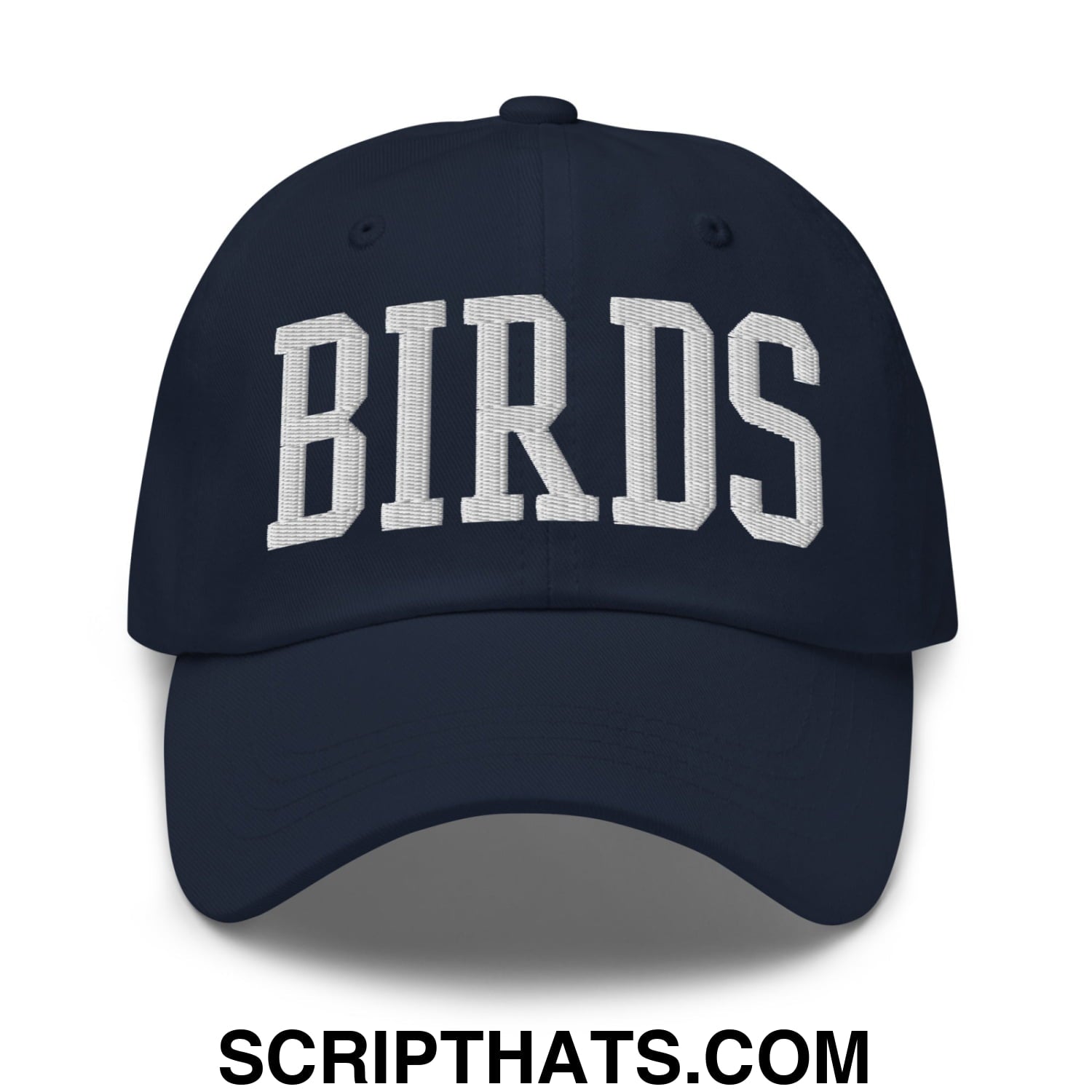 Birds Varsity Block Embroidered Unstructured Dad Hat Navy
