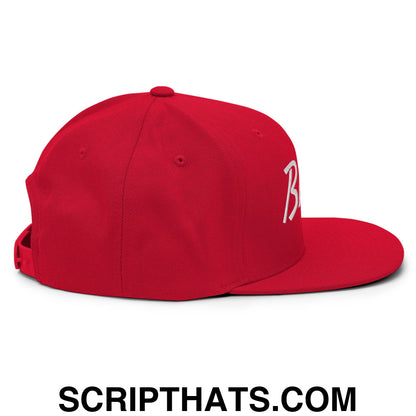 Birds Vintage Sports Script Embroidered Flat Bill Brim Snapback Hat Red