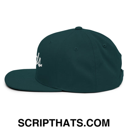 Birds Vintage Sports Script Embroidered Flat Bill Brim Snapback Hat Spruce
