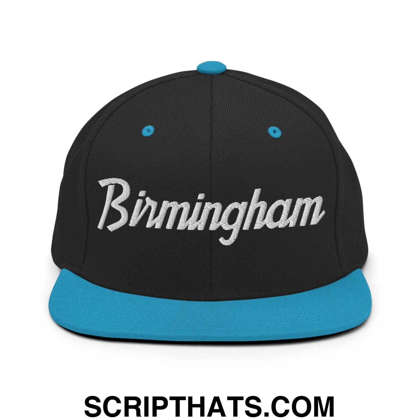 Birmingham Script Snapback Hat Black Teal