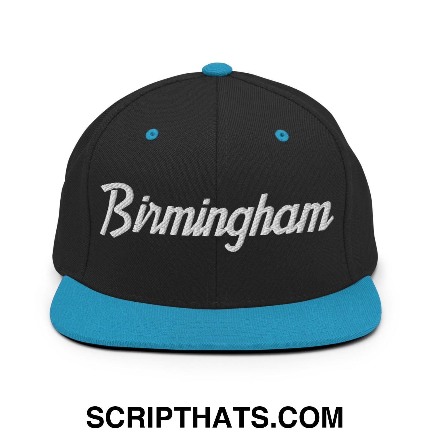 Birmingham Script Snapback Hat Black Teal