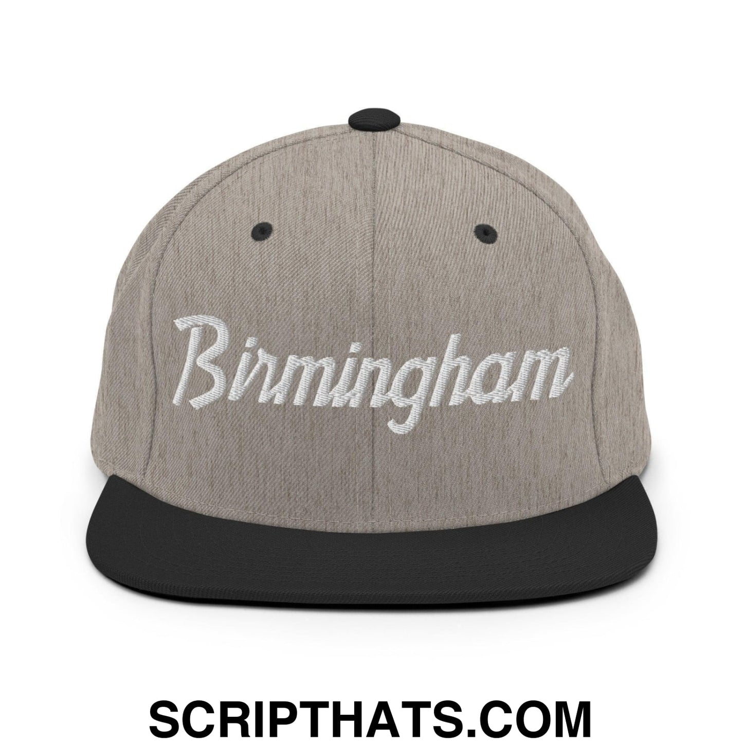 Birmingham Script Snapback Hat Heather Black
