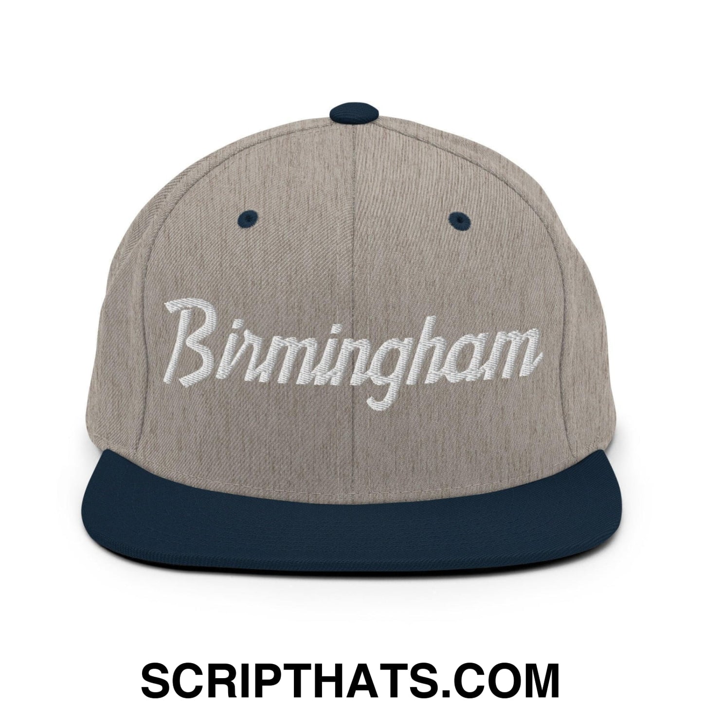 Birmingham Script Snapback Hat Heather Grey Navy