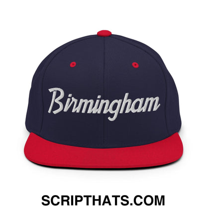 Birmingham Script Snapback Hat Navy Red