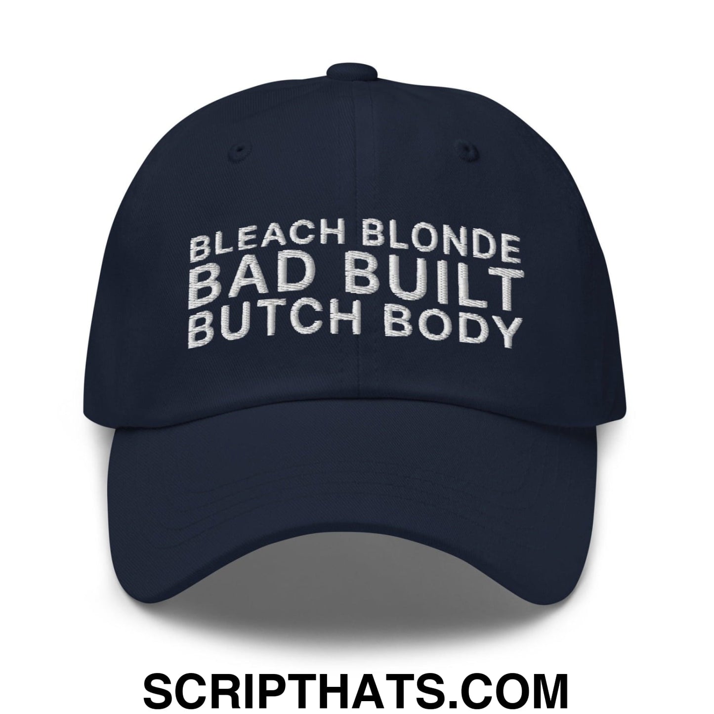 Bleach Blonde Bad Built Butch Body Dad Hat Navy
