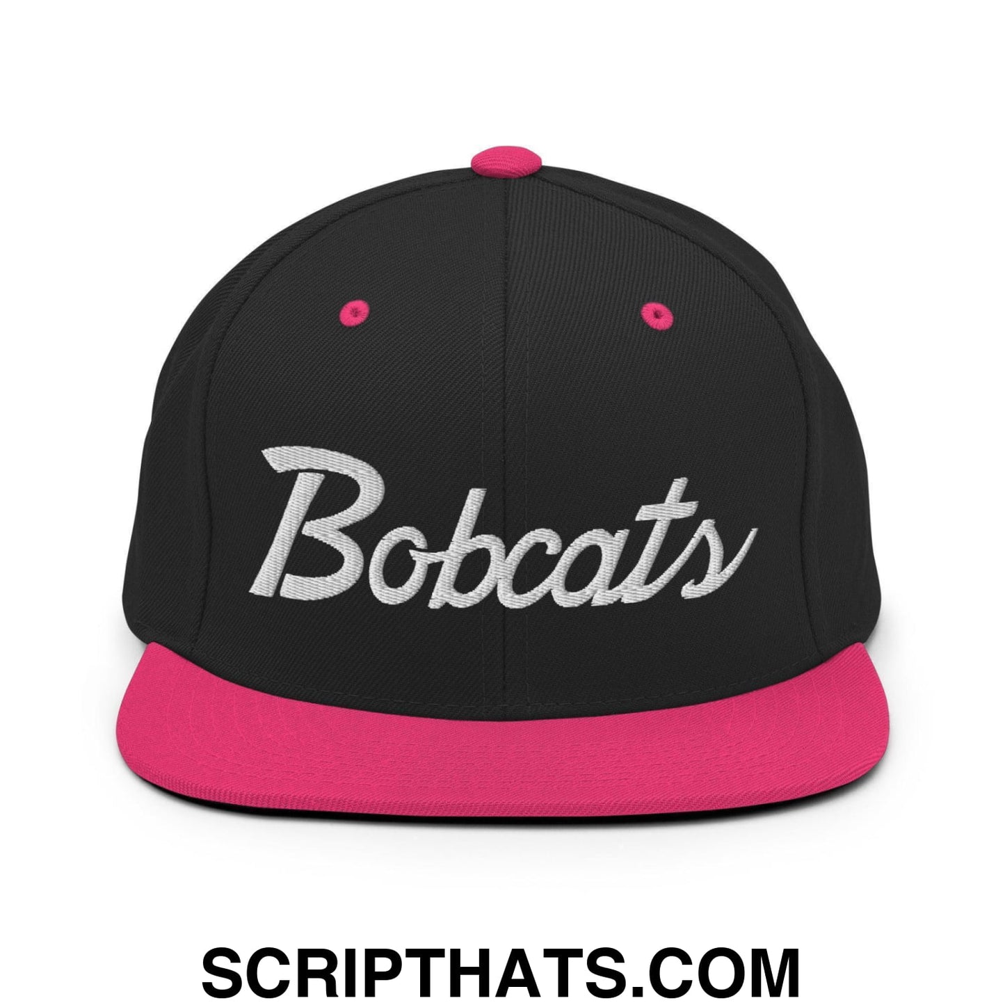 Bobcats School Mascot Snapback Hat Black Neon Pink