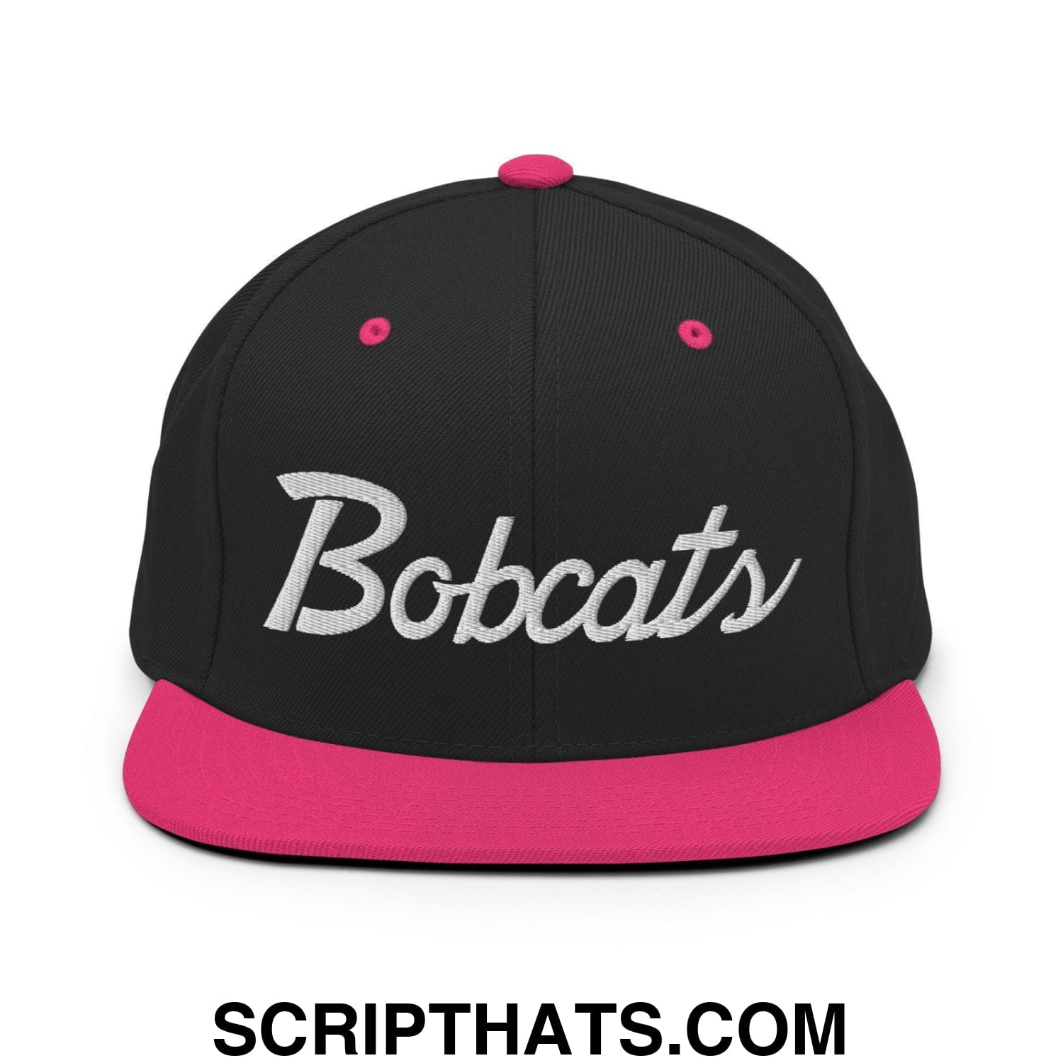 Bobcats School Mascot Snapback Hat Black Neon Pink