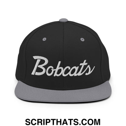 Bobcats School Mascot Snapback Hat Black Silver