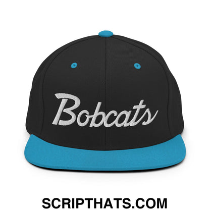 Bobcats School Mascot Snapback Hat Black Teal
