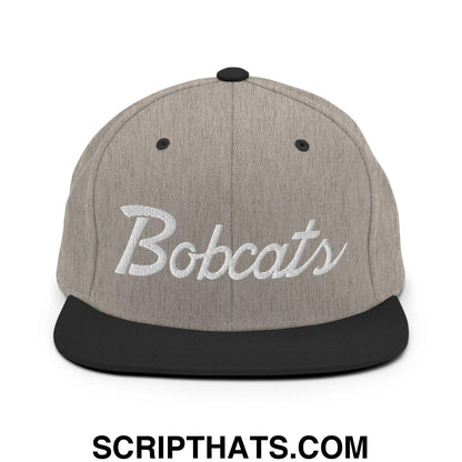 Bobcats School Mascot Snapback Hat Heather Black