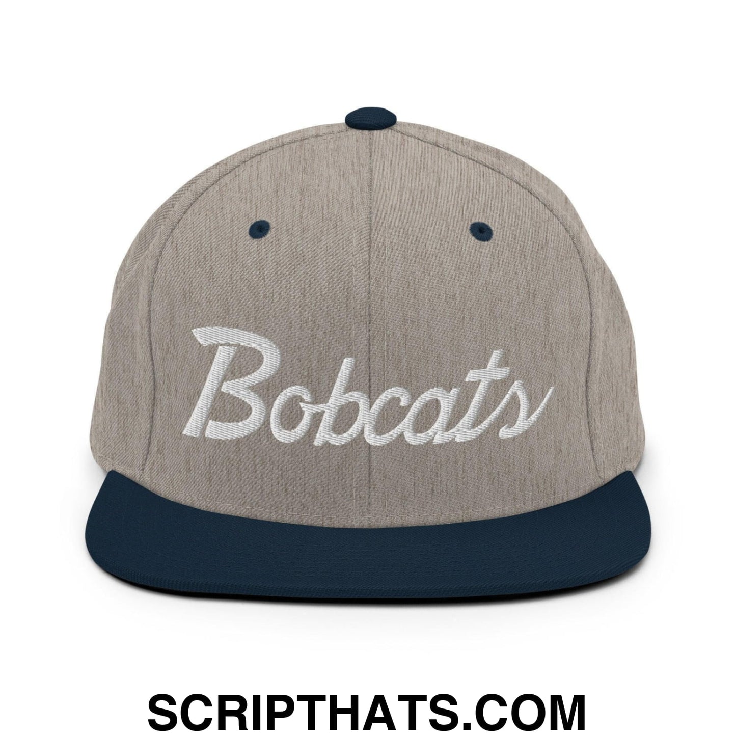 Bobcats School Mascot Snapback Hat Heather Grey Navy