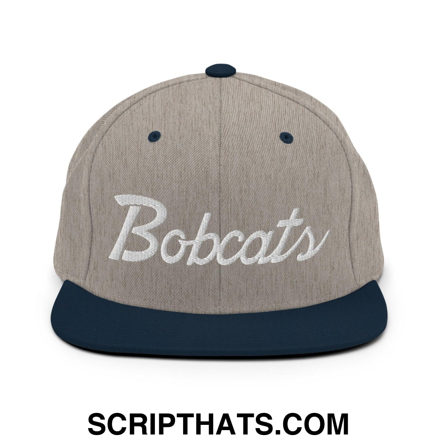 Bobcats School Mascot Snapback Hat Heather Grey Navy