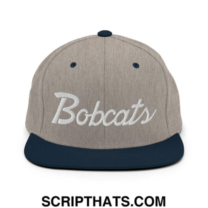 Bobcats School Mascot Snapback Hat Heather Grey Navy