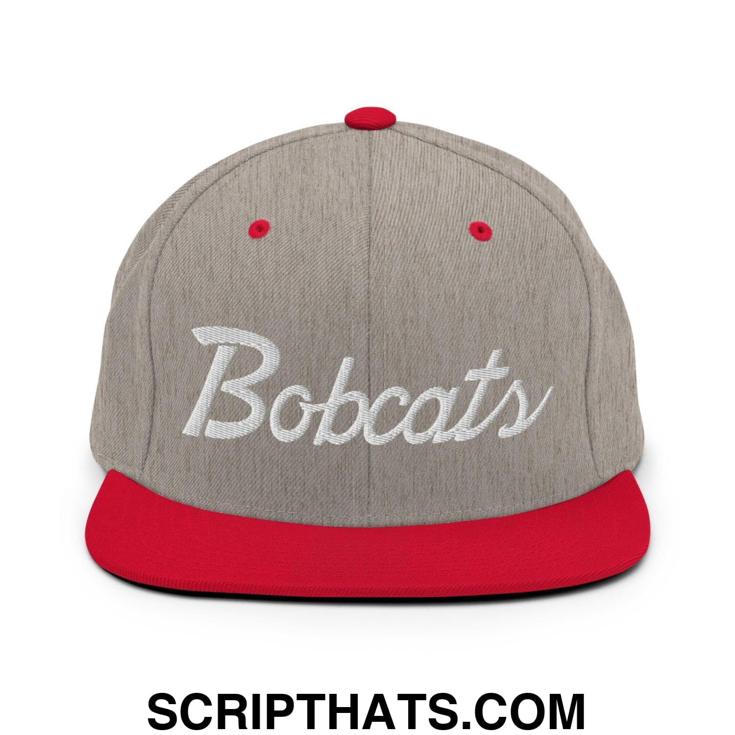 Bobcats School Mascot Snapback Hat Heather Grey Red