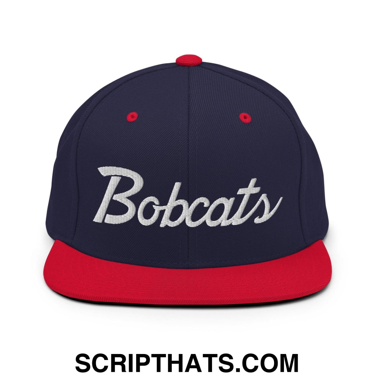 Bobcats School Mascot Snapback Hat Navy Red