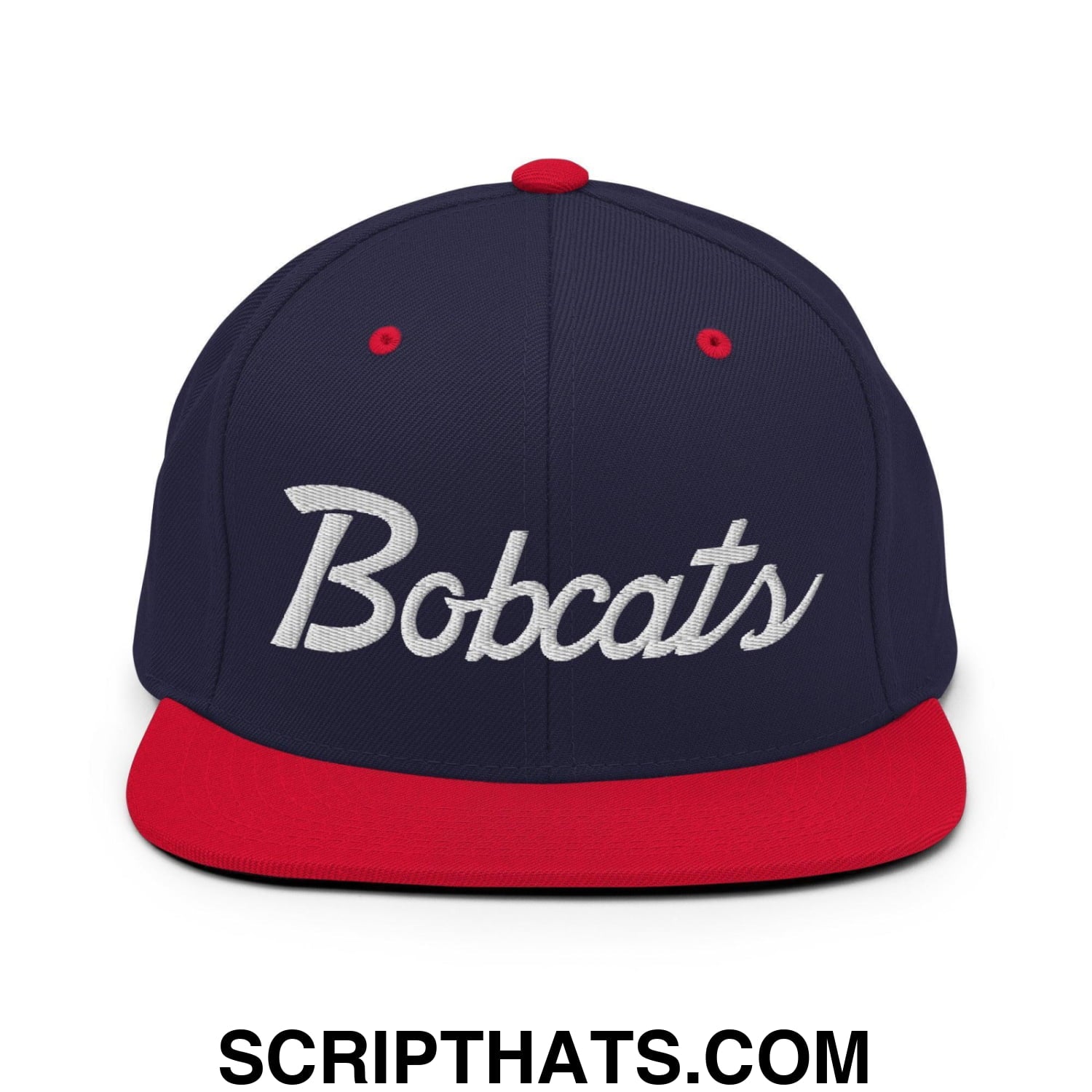 Bobcats School Mascot Snapback Hat Navy Red