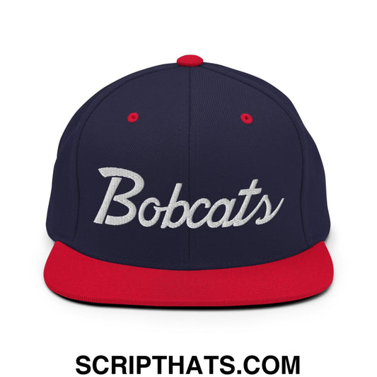 Bobcats School Mascot Snapback Hat Navy Red