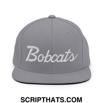 Bobcats School Mascot Snapback Hat Silver