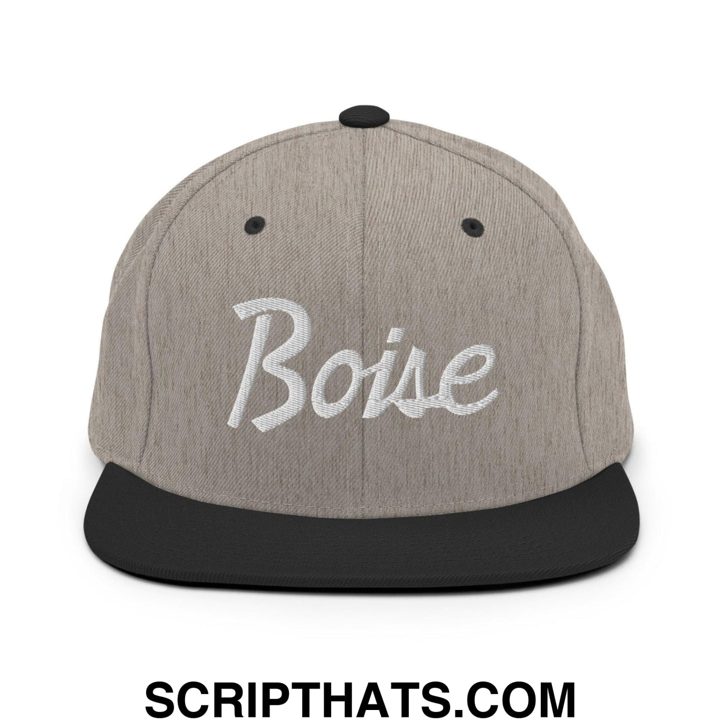 Boise Script Snapback Hat Heather Black