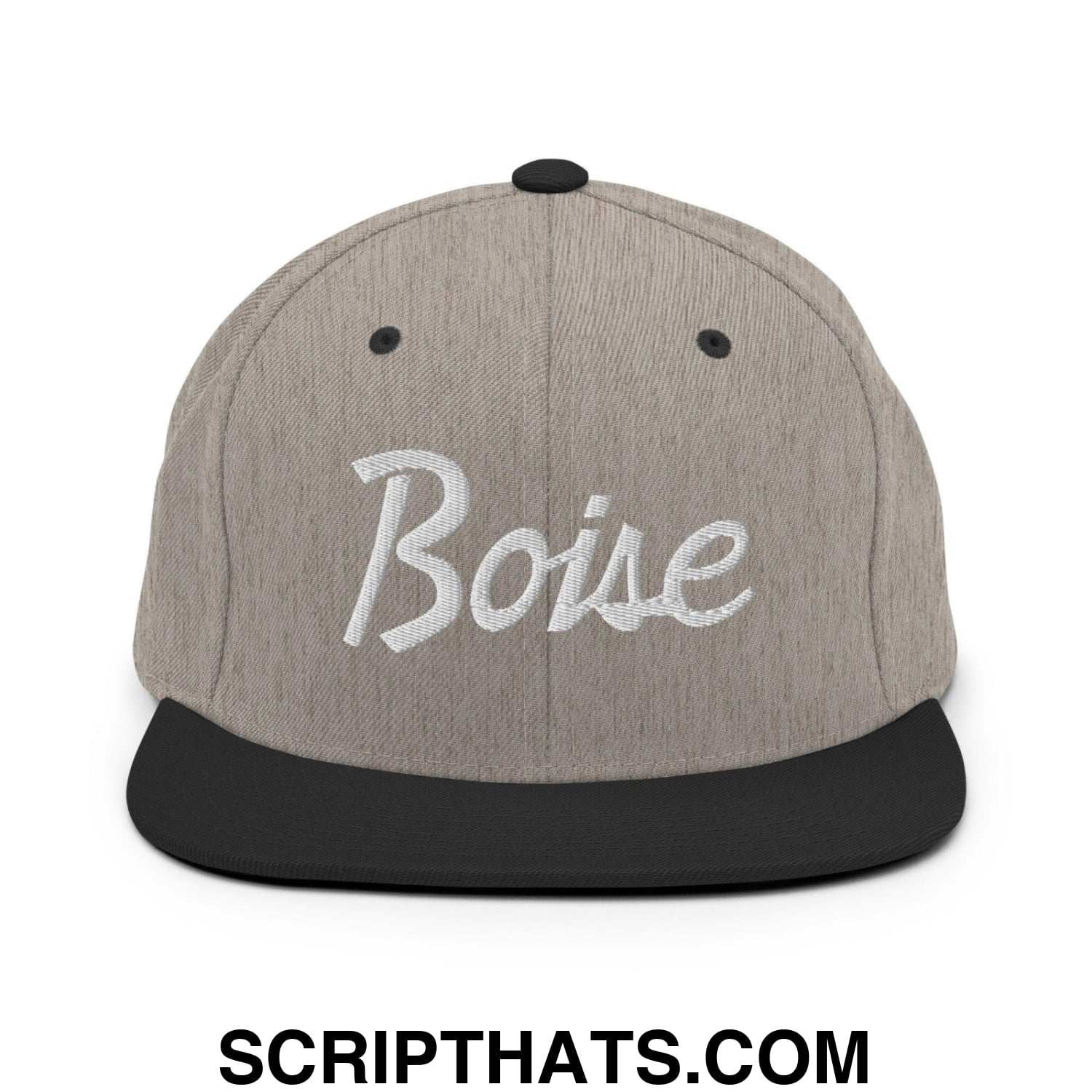 Boise Script Snapback Hat Heather Black