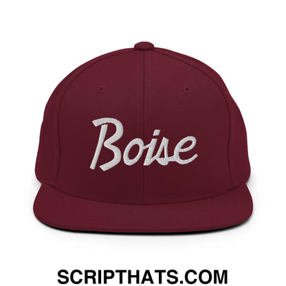 Boise Script Snapback Hat Maroon