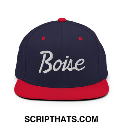 Boise Script Snapback Hat Navy Red
