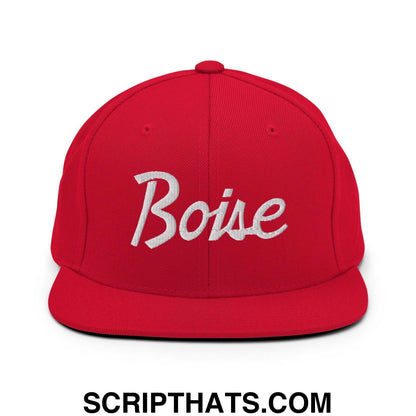 Boise Script Snapback Hat Red