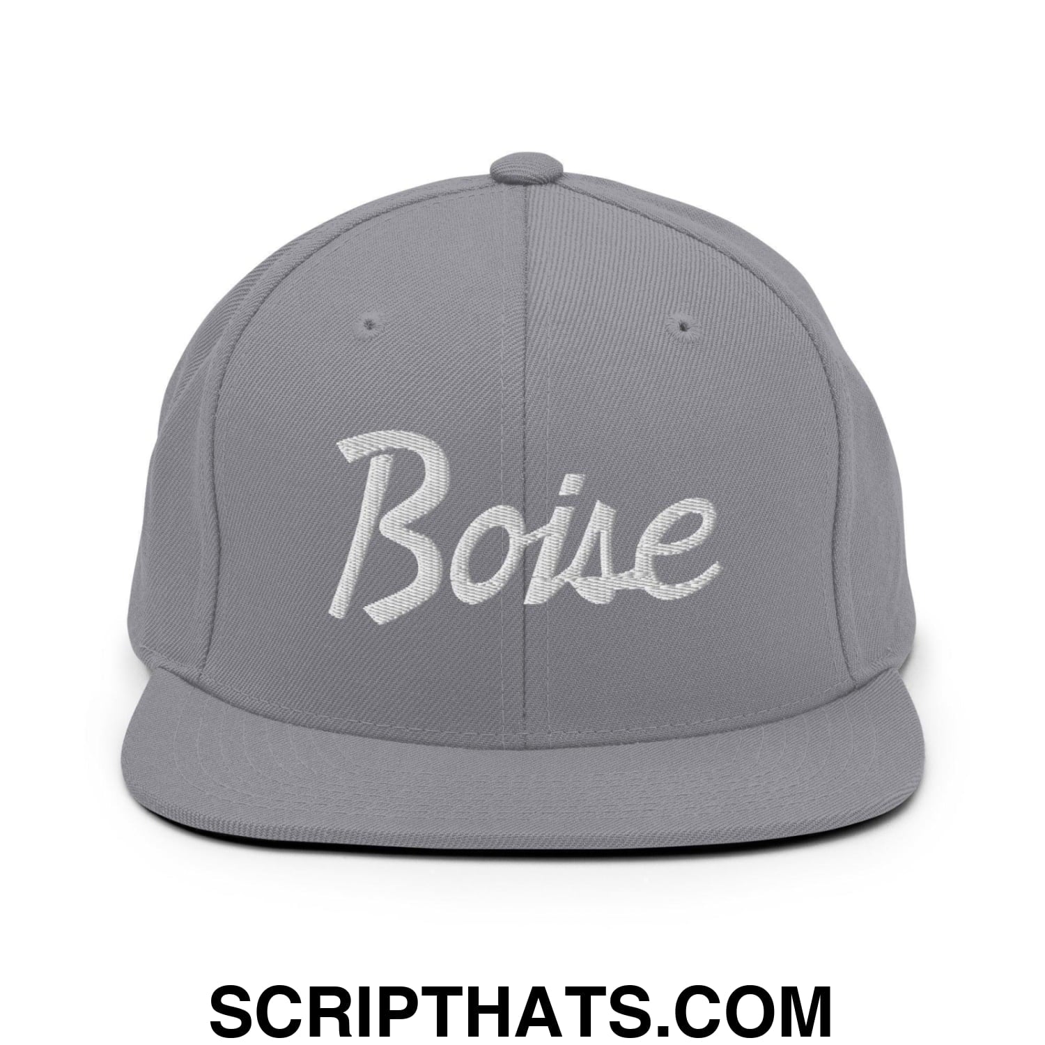 Boise Script Snapback Hat Silver