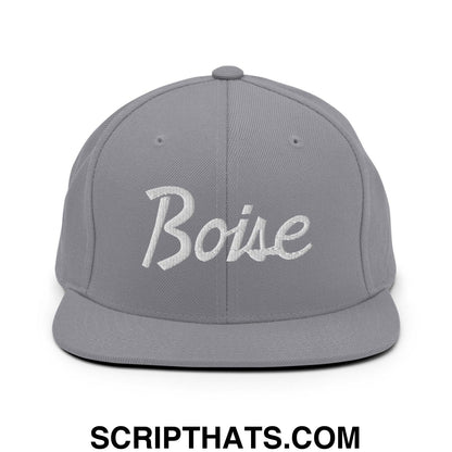 Boise Script Snapback Hat Silver