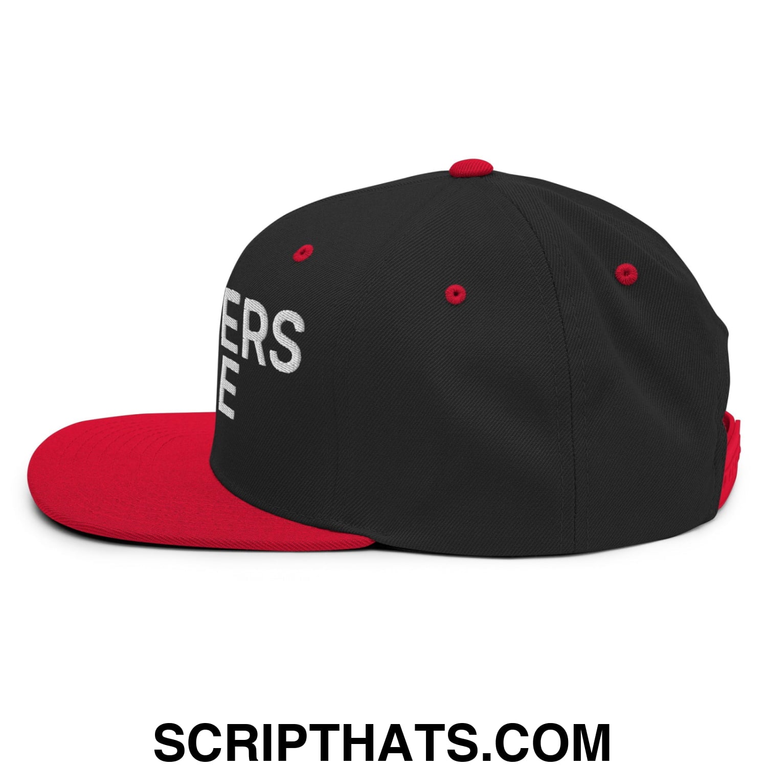 Boomers Rule Embroidered Flat Bill Brim Snapback Hat Black Red