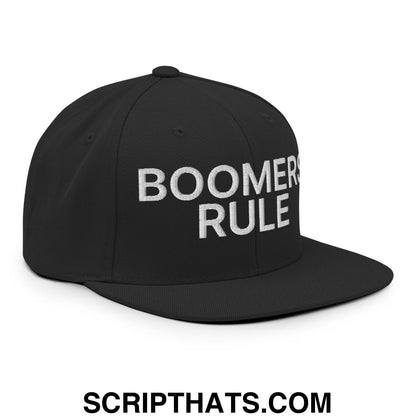 Boomers Rule Embroidered Flat Bill Brim Snapback Hat Black
