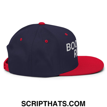 Boomers Rule Embroidered Flat Bill Brim Snapback Hat Navy Red