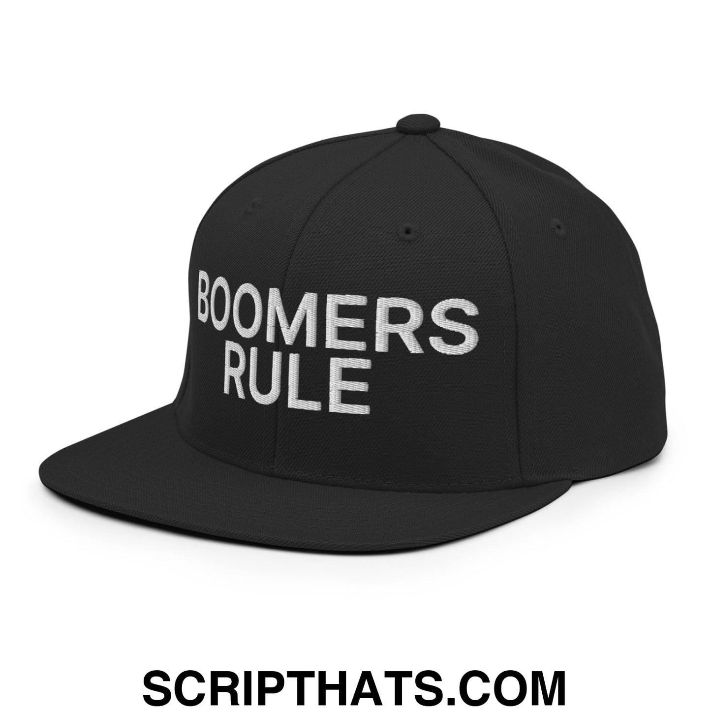 Boomers Rule Embroidered Flat Bill Brim Snapback Hat Black