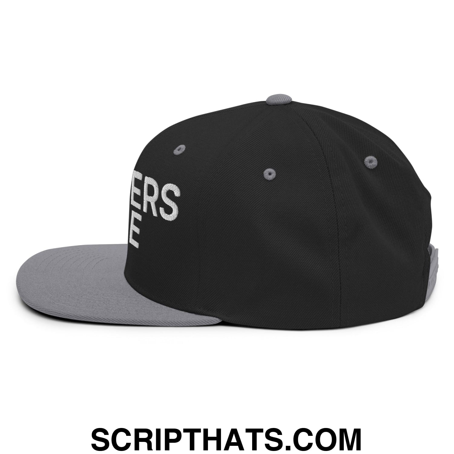Boomers Rule Embroidered Flat Bill Brim Snapback Hat Black Silver