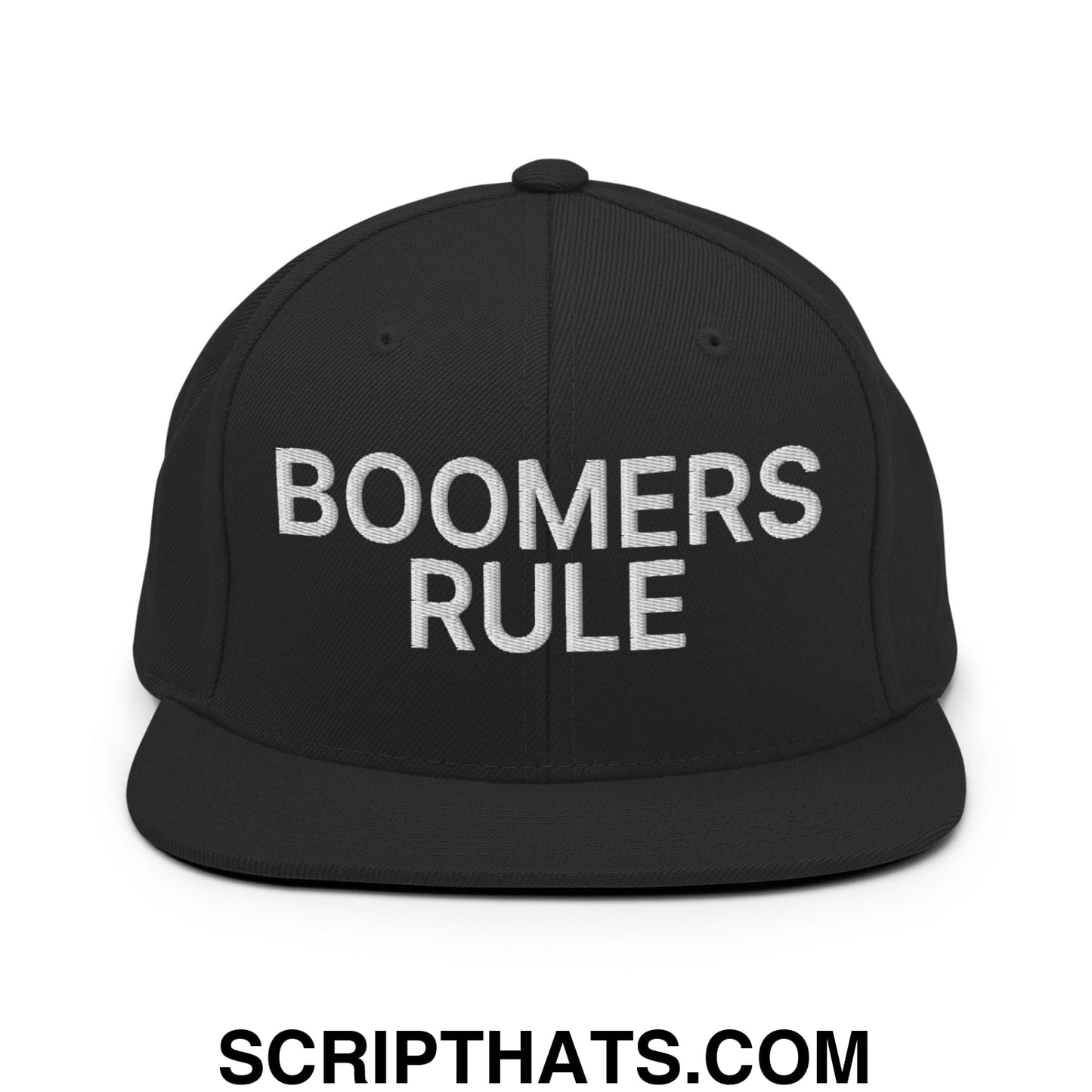 Boomers Rule Embroidered Flat Bill Brim Snapback Hat Black