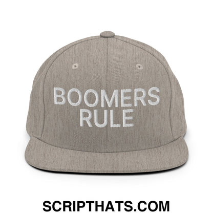 Boomers Rule Embroidered Flat Bill Brim Snapback Hat Heather Grey