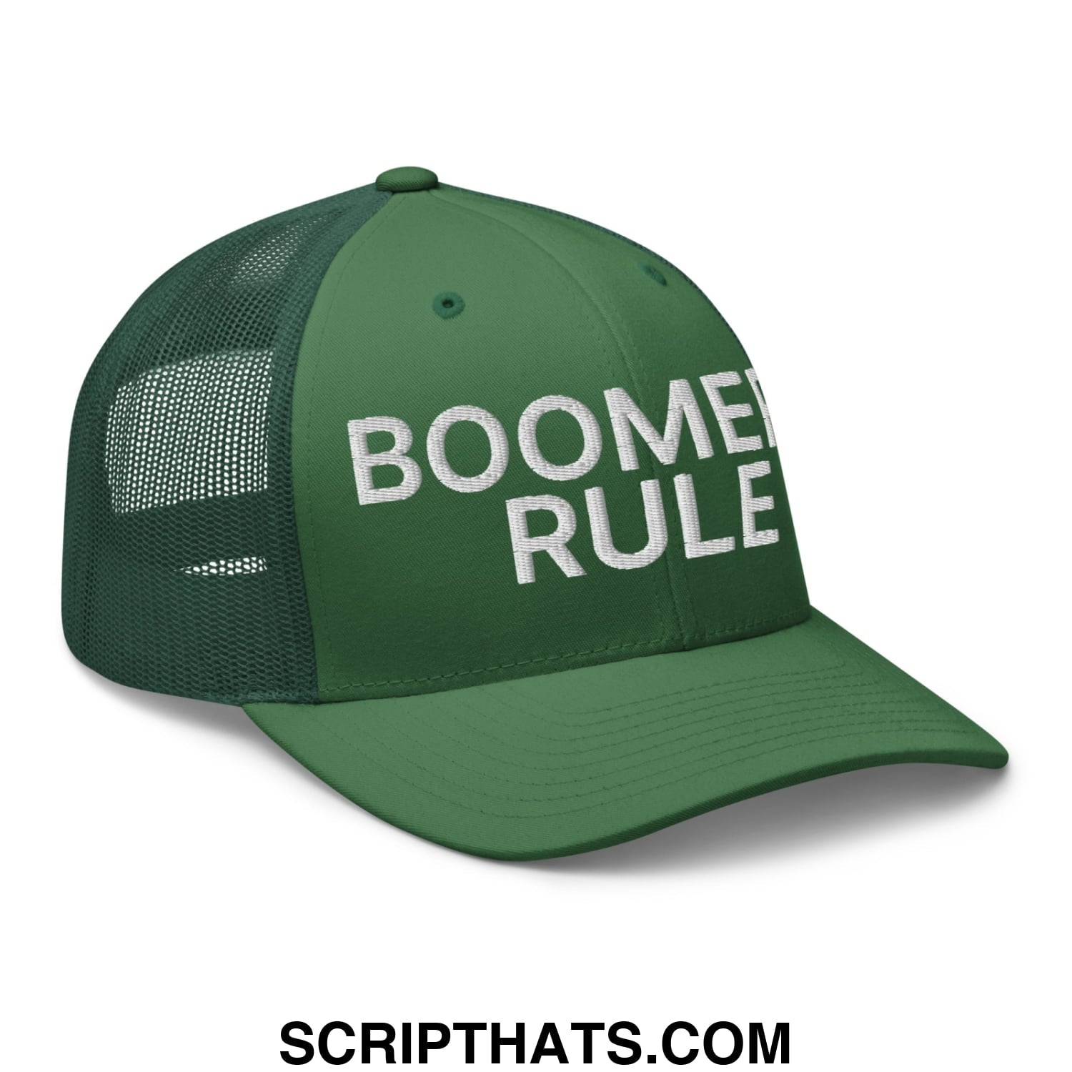 Boomers Rule Embroidered Mesh Trucker Hat Evergreen