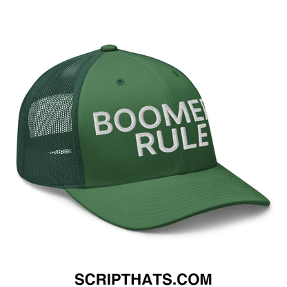 Boomers Rule Embroidered Mesh Trucker Hat Evergreen