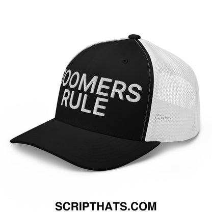 Boomers Rule Embroidered Mesh Trucker Hat Black White