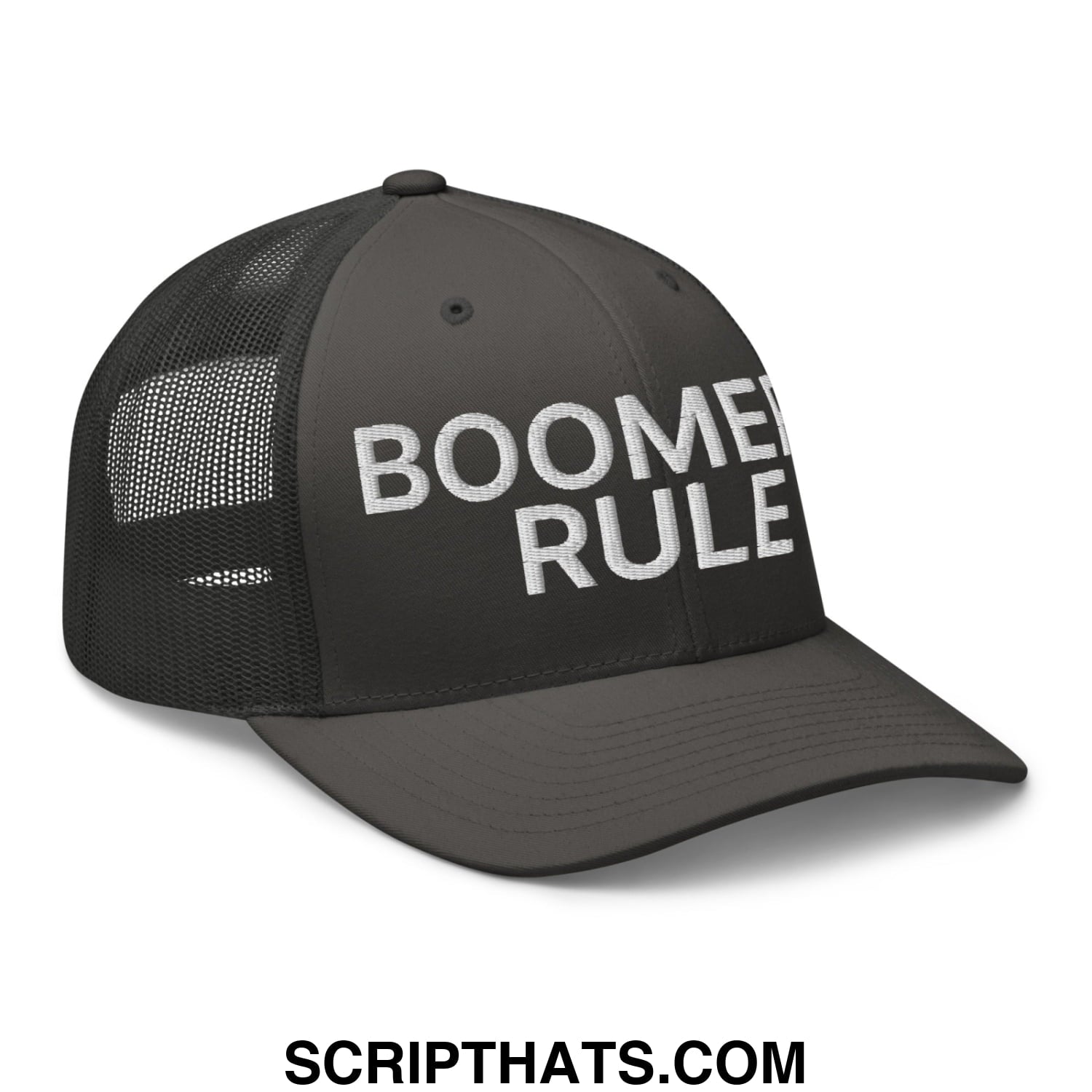 Boomers Rule Embroidered Mesh Trucker Hat Charcoal