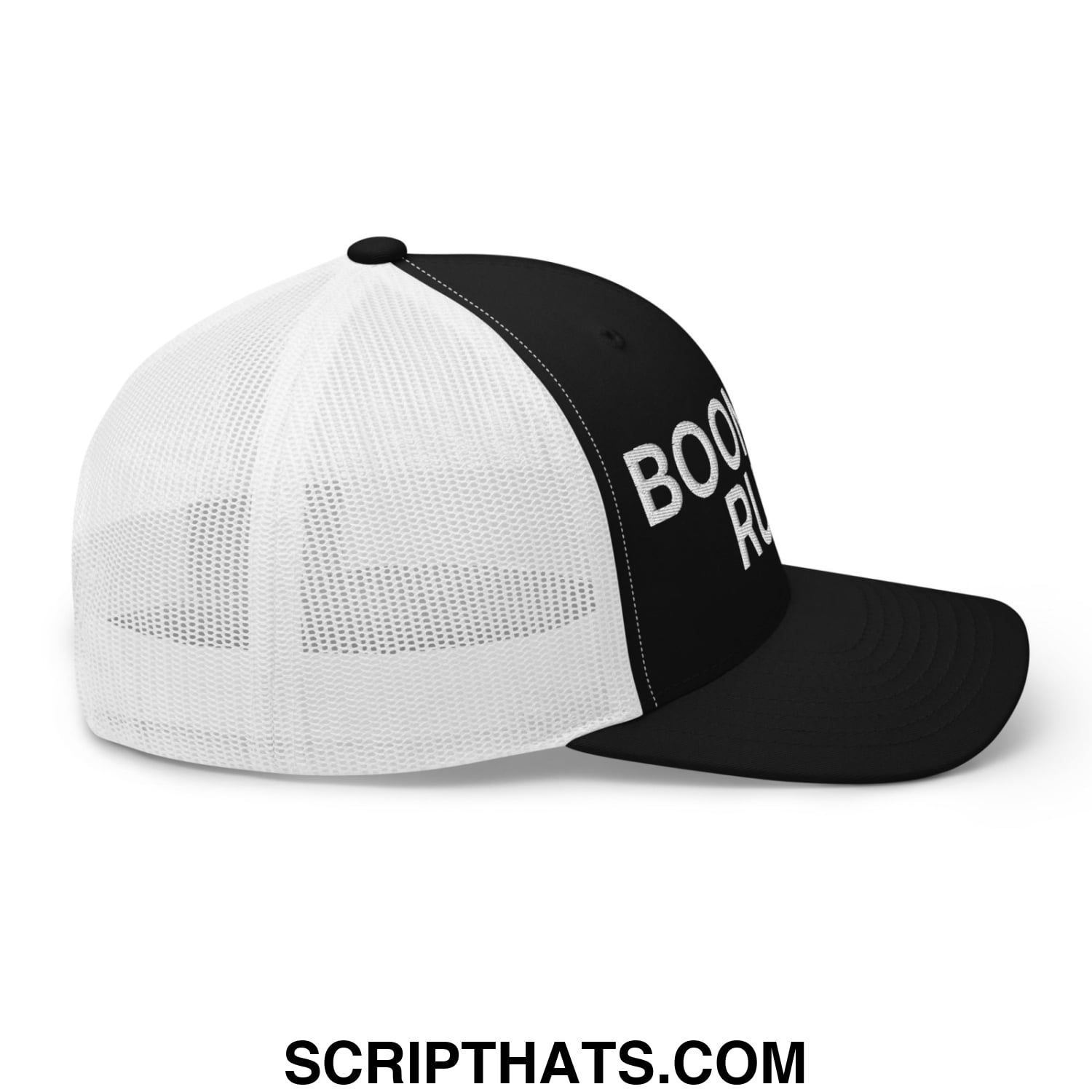 Boomers Rule Embroidered Mesh Trucker Hat Black White