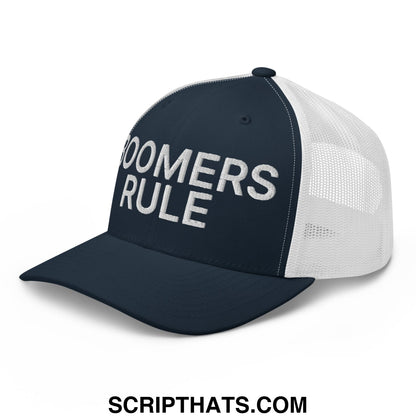 Boomers Rule Embroidered Mesh Trucker Hat Navy White