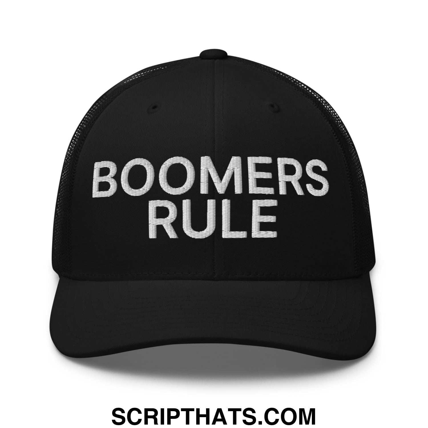 Boomers Rule Embroidered Mesh Trucker Hat Black
