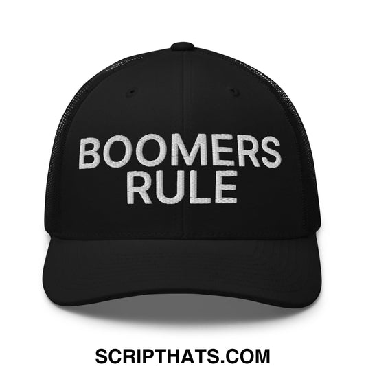 Boomers Rule Embroidered Mesh Trucker Hat Black