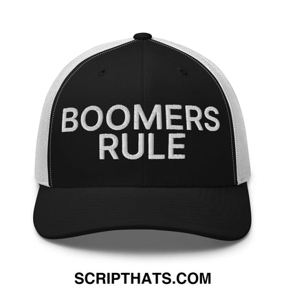 Boomers Rule Embroidered Mesh Trucker Hat Black White