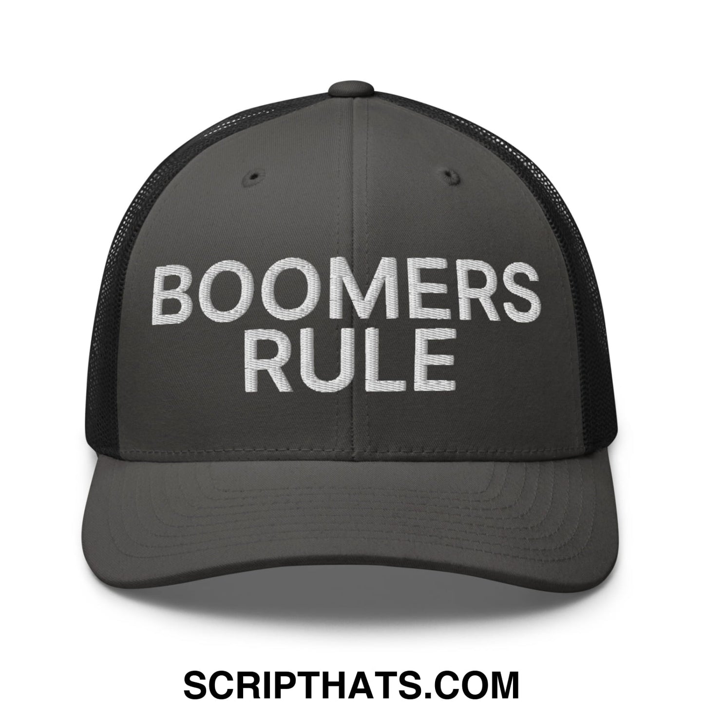 Boomers Rule Embroidered Mesh Trucker Hat Charcoal Black