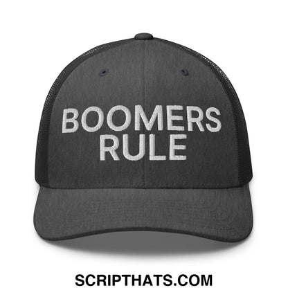 Boomers Rule Embroidered Mesh Trucker Hat Dark Heather Gray