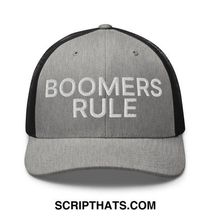 Boomers Rule Embroidered Mesh Trucker Hat Heather Black