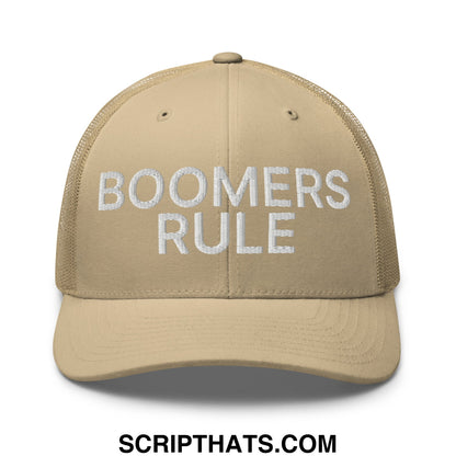 Boomers Rule Embroidered Mesh Trucker Hat Khaki