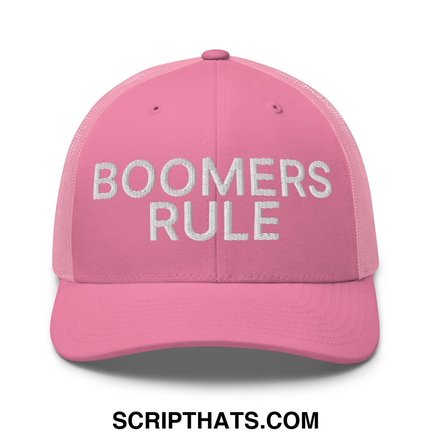 Boomers Rule Embroidered Mesh Trucker Hat Pink